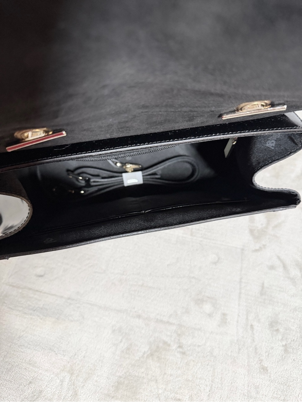 Black Leather and Leopard Accent Top-Handle Satchel - Picture 6 of 9